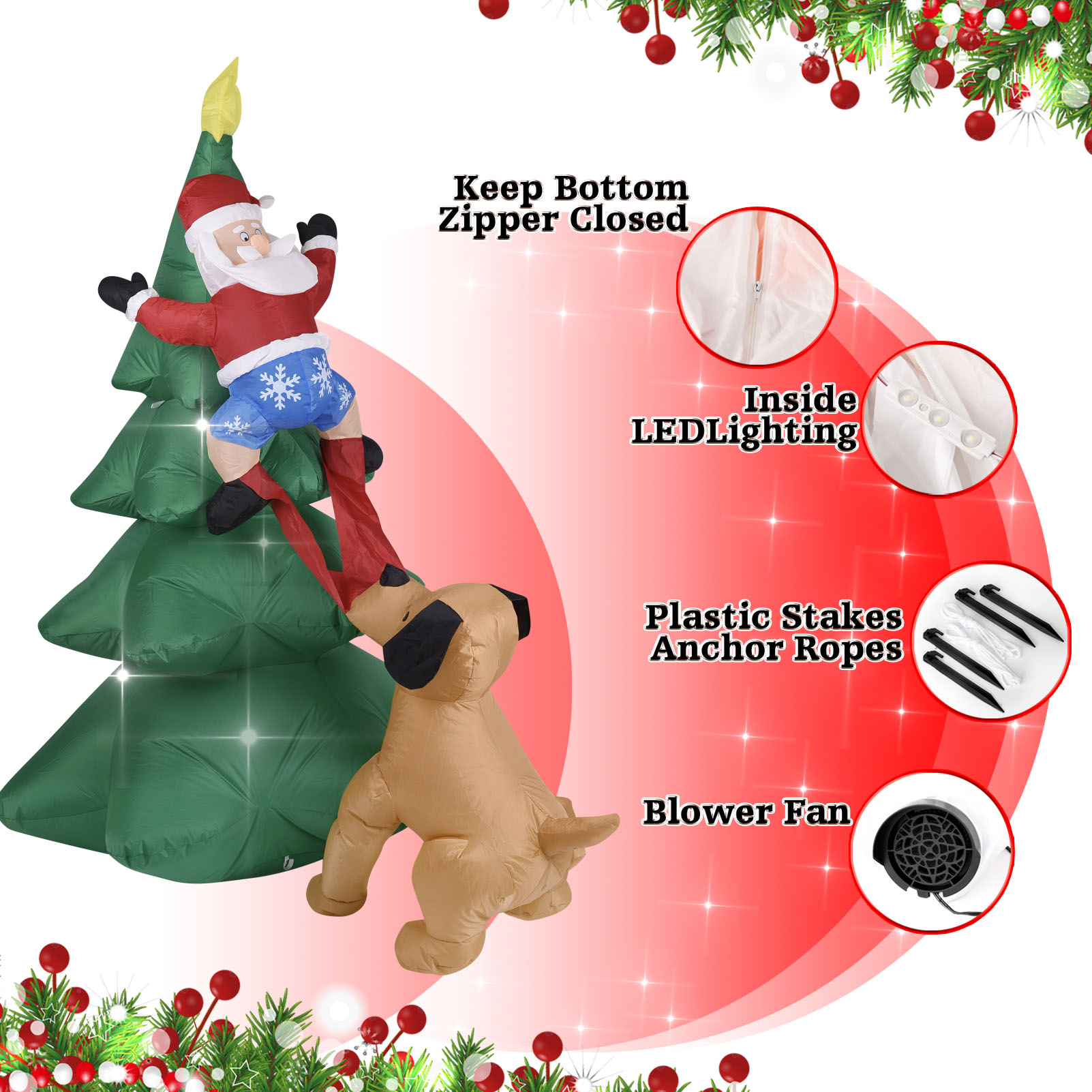 Christmas Inflatable Dog  w/Sa - Home Decor Lighting Tree review and price