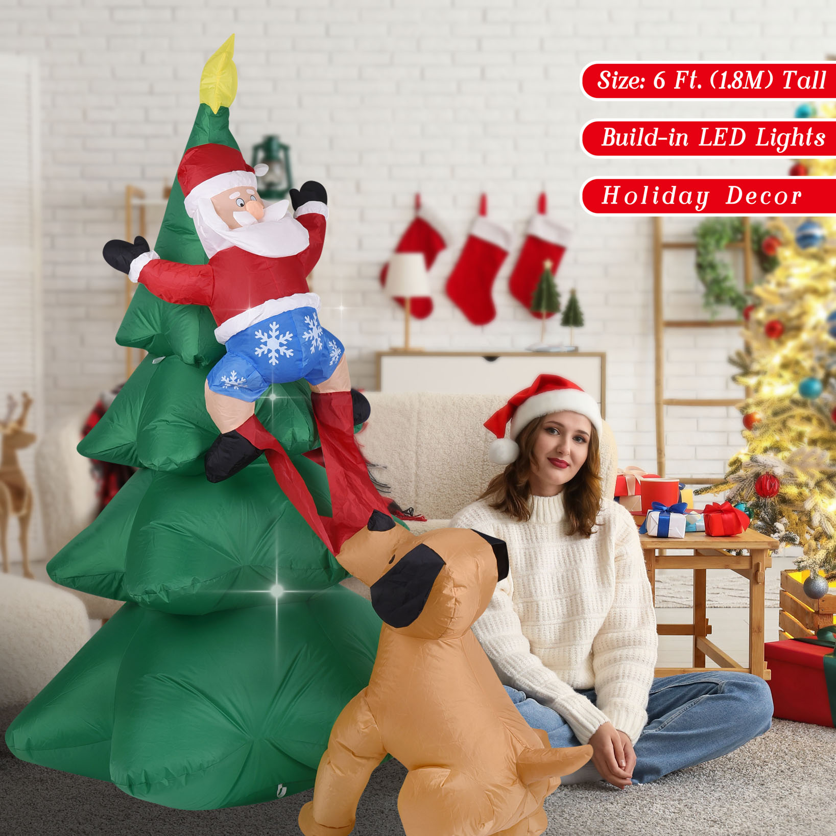 Christmas Inflatable Dog  w/Sa - Home Decor Lighting Tree review and price