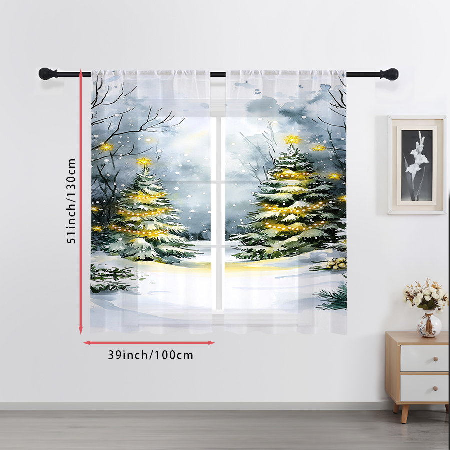 2PCS Sheer Curtains Watercolor - Home Decor Lighting Tree review and price